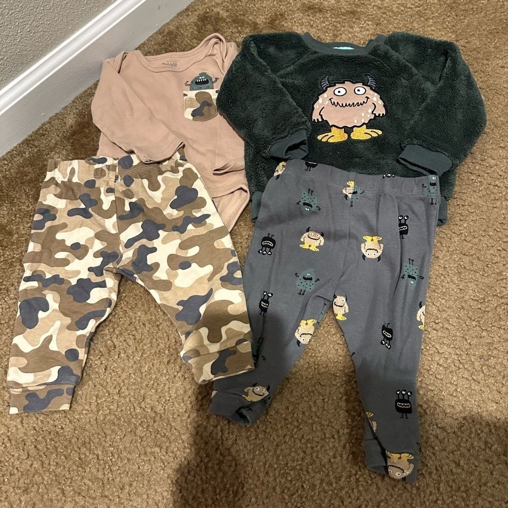 Bundle 2 Piece Pekkle Monster Boy Outfit Sets Size 9Months